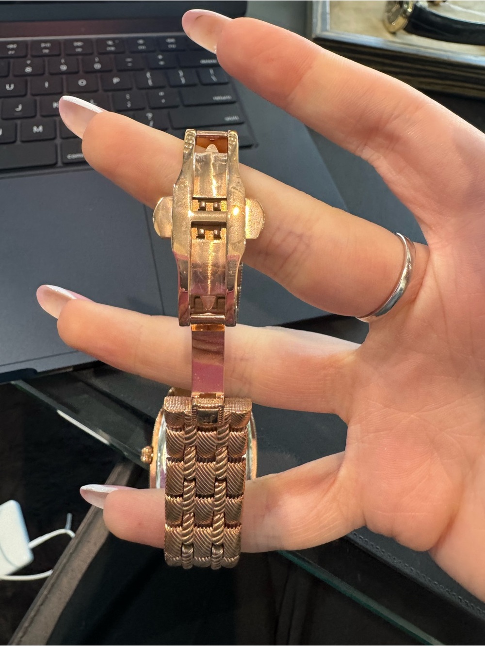 New Judith Ripka Rose-Gold Tone Lexington Cushion Watch MOP tone dial - Picture 6 of 6